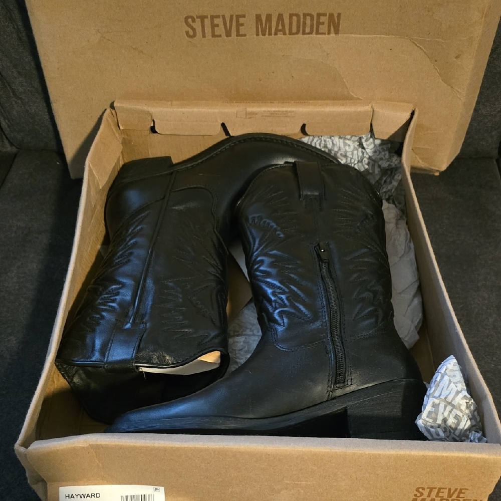 Steve Madden Black Western Boots